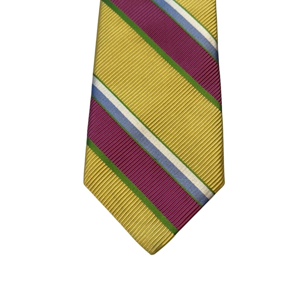 Robert Talbott Nordstrom Silk Tie Yellow Bright Stripe Repp Bright Preppy